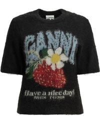 Ganni - Alpaca Polyamide Wool T-Shirt - Lyst