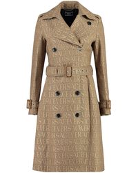 Versace - Allover Double-Breasted Trench Jacket - Lyst