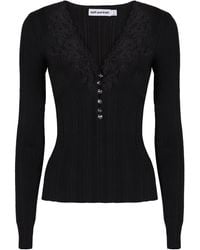 Self-Portrait - Ribbed Top With Shiny Buttons - Lyst