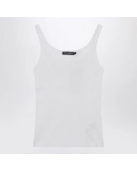 Dolce & Gabbana - Dolce & Gabbana Ribbed Tank Top With Embroidered Logo - Lyst
