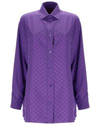 Gucci - Gg Supreme Print Silk Shirt - Lyst