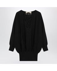Valentino - Sweatshirt-Style Mini Dress With Lace Inserts - Lyst