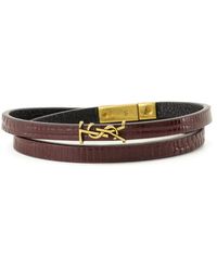 Saint Laurent - Burgundy Cassandre Wrap Bracelet - Lyst
