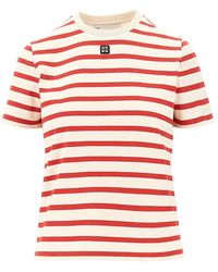 Tory Burch - Striped T-Shirt With Logo Detail - Lyst