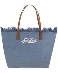 MC2 Saint Barth - City Denim Shopper Bag With Embroidered Logo - Lyst