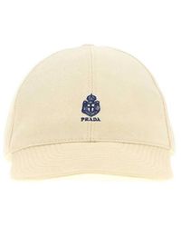 Prada - Cream Cotton Textured Baseball Cap - Lyst