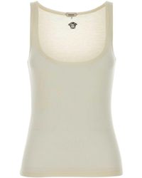 Versace - Tank Top Rib With Medusa Embroidery - Lyst