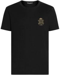 Dolce & Gabbana - Dolce & Gabbana Cotton T-Shirt With Heraldic Patch - Lyst