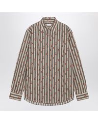 Dries Van Noten - Striped Cotton Shirt With Floral Print - Lyst