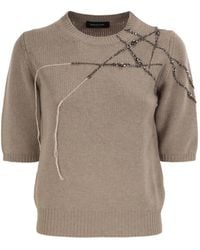 Fabiana Filippi - Wool, Silk And Cashmere Sweater With Jewel Embroidery And Rhinestone Details - Lyst