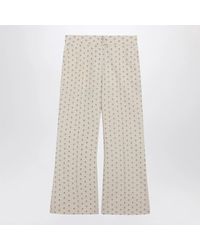 Valentino - Ivory Trousers With Floral Pattern - Lyst