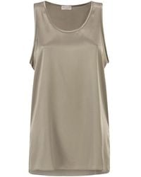 Brunello Cucinelli - Stretch Silk Satin Crew Neck Top - Lyst