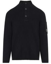 C.P. Company - C.P.Company Full Rib Half Button Crewneck - Lyst