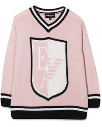 Emporio Armani - Pullover V-Neck Coat Of Arms Ea - Lyst