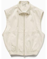 1989 STUDIO - Light Cream Gabardine Zip Up Vest - Lyst