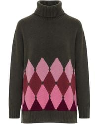 Ballantyne - Argyle High Neck Knitted Sweater - Lyst