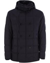 Fay - Double Breasted Down Jacket With Hood - Lyst