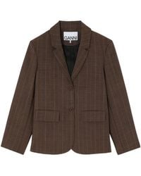 Ganni - Pinstriped Wool Blazer - Lyst