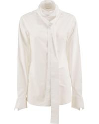 7 For All Mankind - Cotton Shirt With Tie-Neck Detail - Lyst
