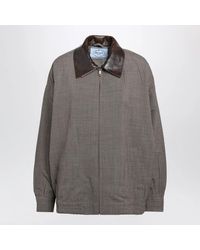 Prada - Tobacco Houndstooth Wool Blouson - Lyst