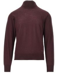 Emporio Armani - Virgin Wool Turtleneck With Eagle Embroidery - Lyst