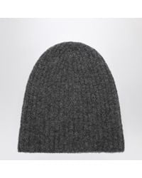 Roberto Collina - Charcoal Cashmere Ribbed Beanie - Lyst