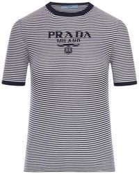 Prada - Embroidered Silk T-Shirt - Lyst