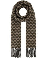 Prada - Embroidered Wool Blend Scarf - Lyst