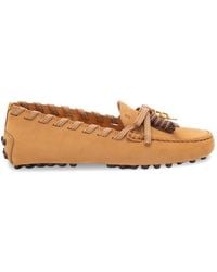 Tod's - Gommino Suede Leather Loafers - Lyst