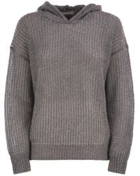 Peserico - Hooded Open-Knit Jumper With Sequins - Lyst