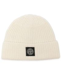 Stone Island - Berretto A Coste Con Patch Logo - Lyst
