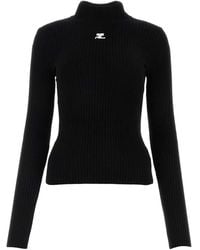 Courreges - Viscose Blend Ribbed Knit Sweater - Lyst