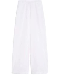 Max Mara - Wide Leg Stretch Canvas Trousers - Lyst