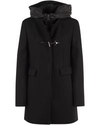 Fay - Virgin Wool And Cashmere Blend Coat With Padded Hood - Lyst
