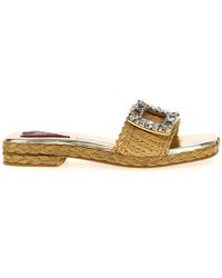 Roger Vivier - Raffia Jewel Sandals - Lyst