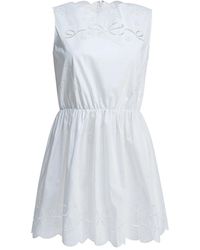 Self-Portrait - Embroidered Cotton Mini Dress - Lyst