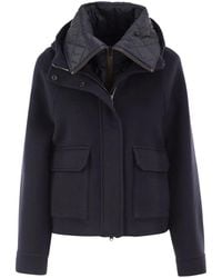 Brunello Cucinelli - Wool And Cashmere Hooded Jacket With Detachable Quilted Bib - Lyst