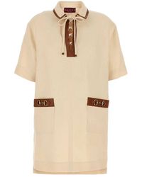 Gucci - Linen Canvas Dress With Horsebit - Lyst