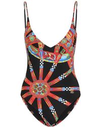 Dolce & Gabbana - Dolce & Gabbana Printed Swimsuit - Lyst
