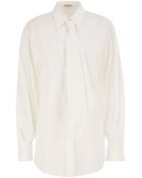 Brunello Cucinelli - Stretch Cotton Shirt With Tie - Lyst