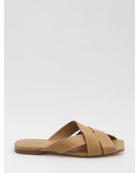Tod's - Smooth And Suede Leather Slides - Lyst