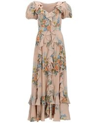 McQueen - Floral Print Ruched Silk Dress - Lyst