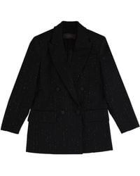 Max Mara - Doublebreasted Jacket With Rhinestone Details - Lyst