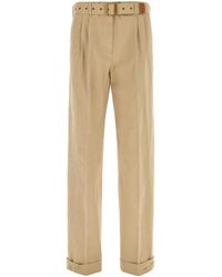 Miu Miu - Beige Cotton Pant - Lyst