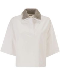 Brunello Cucinelli - Interlock Couture Polo Shirt With Sparkling Knitted Collar - Lyst