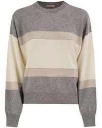 Peserico - Colour-Block Virgin Wool, Silk And Cashmere Jumper - Lyst