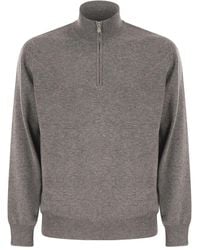 Brunello Cucinelli - Cashmere Turtleneck Sweater With Zipper - Lyst