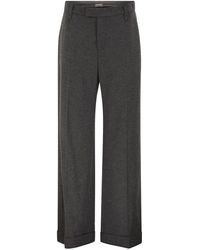 Brunello Cucinelli - Virgin Wool And Cashmere Tailored Trousers With Turn-Up Hem - Lyst