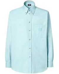 Fendi - Oxford Cotton Shirt With Ff Embroidery Clothing - Lyst