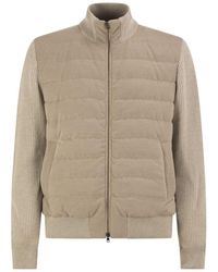 Herno - Quilted Knit And Fabric Jacket With High Collar - Lyst